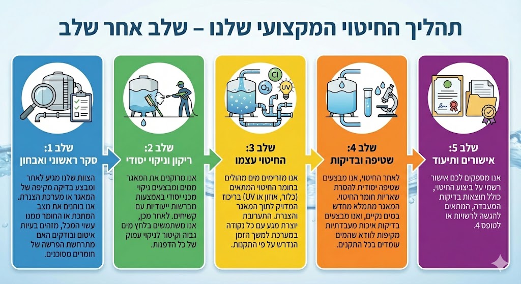 תהליך חיטוי מאגרי מים - ימית חיטוי מים