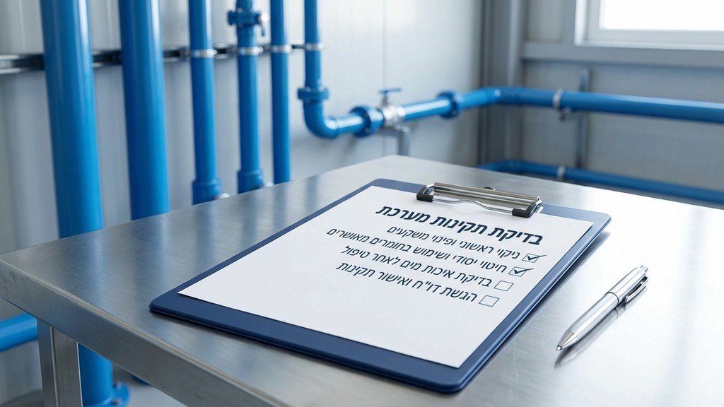 Checklist and clipboard near a water system