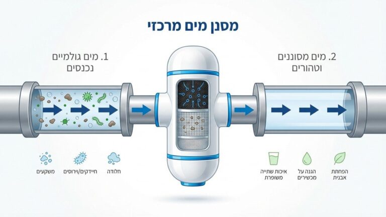 התקנת מסנן מים ראשי על צינור ההזנה המרכזי של המבנה